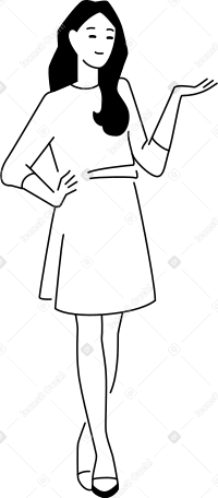 young woman in a presenting pose PNG, SVG