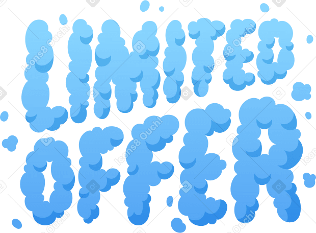 lettering limited offer blue cloud Illustration in PNG, SVG