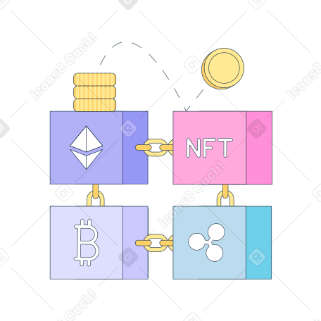 Blocks of cryptocurrency and coins PNG, SVG