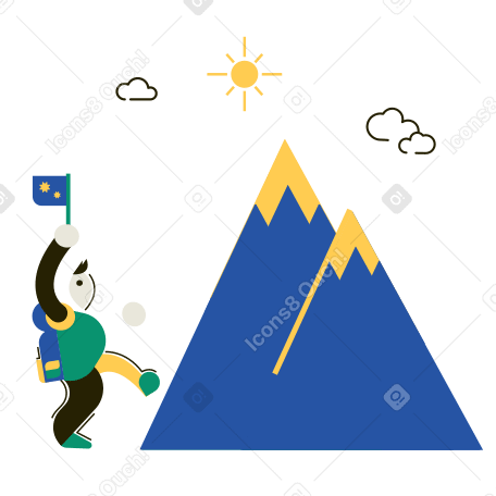 Alpinista in procinto di scalare una montagna PNG, SVG