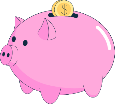 pink piggy bank with coin PNG, SVG