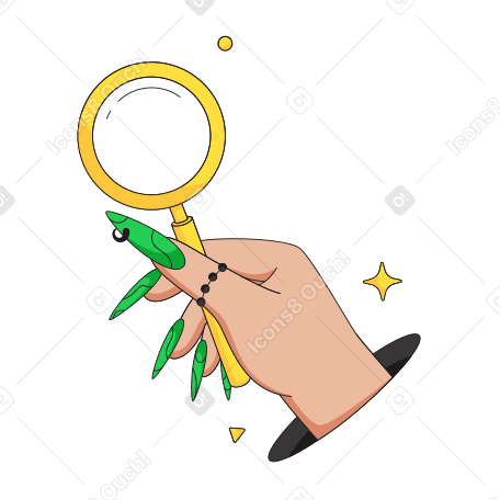 Hand with magnifying glass PNG, SVG