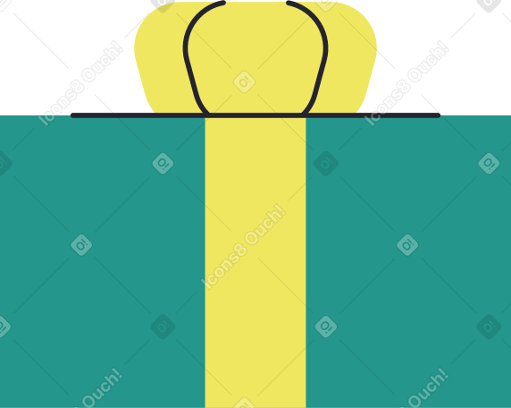 green gift with yellow bow Illustration in PNG, SVG