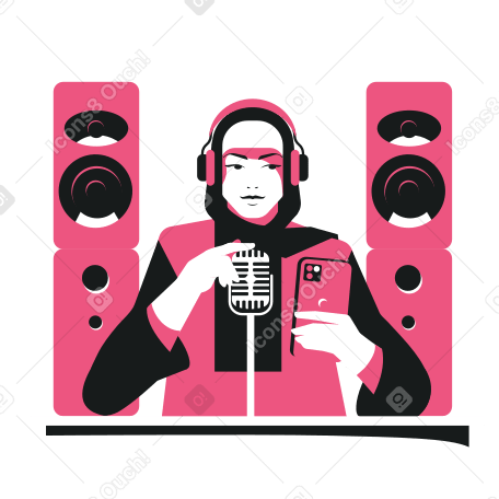 Woman recording podcast PNG, SVG