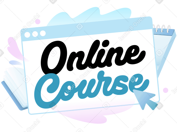 Lettering Online Course with pastel clouds and notebooks text PNG, SVG