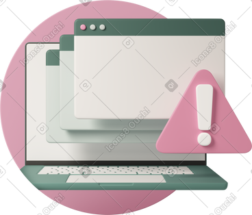 Laptop with warning sign PNG, SVG