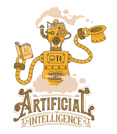 Artificial intelligence robot Illustration in PNG, SVG