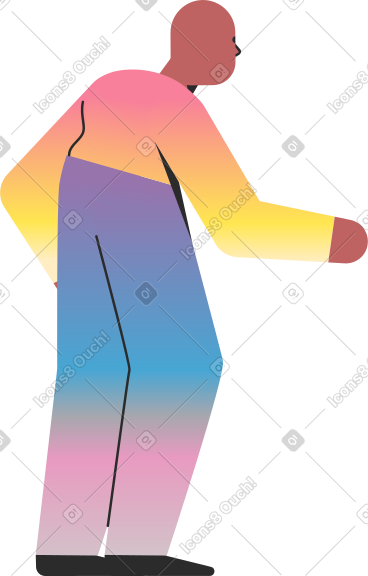 Old person standing back PNG, SVG