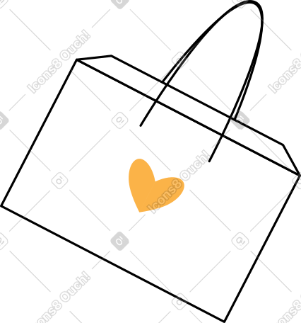 white bag with yellow heart PNG, SVG