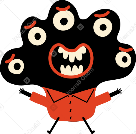 black character with five-eyed in a jacket Illustration in PNG, SVG