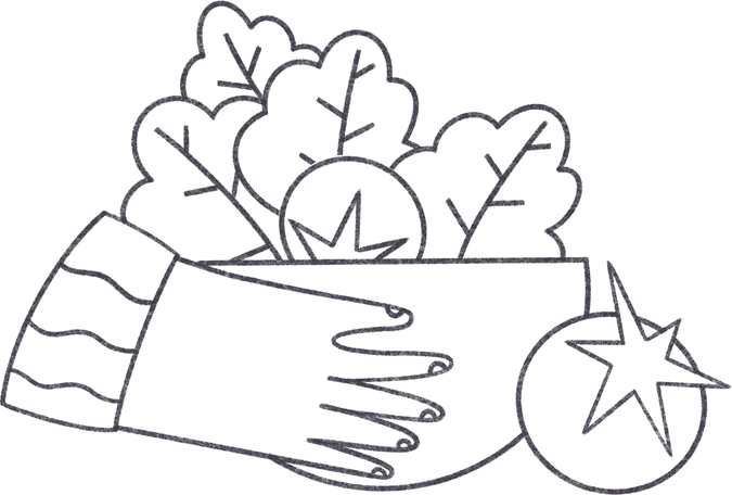 hand holding a plate of vegetables Illustration in PNG, SVG