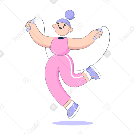 Girl jumping with a skipping rope Illustration in PNG, SVG