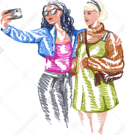 셀카를 찍는 여성들 PNG, SVG