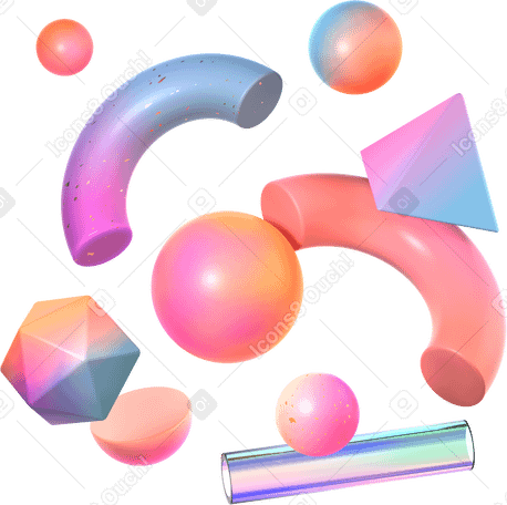 3D plastic and glass shapes in dynamic setting PNG, SVG