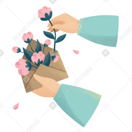 Flowers in envelope for mother's day PNG, SVG