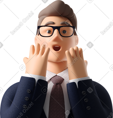 Close up of astonished businessman in dark blue suit PNG, SVG