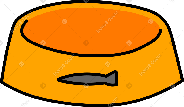 cat bowl with fish PNG, SVG