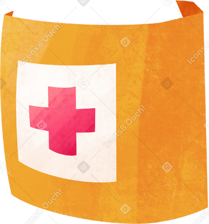 kraft bag with a red medical cross Illustration in PNG, SVG