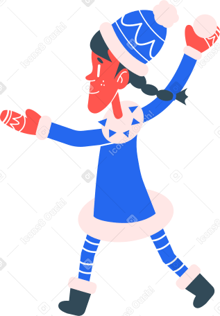 girl playing snowballs Illustration in PNG, SVG