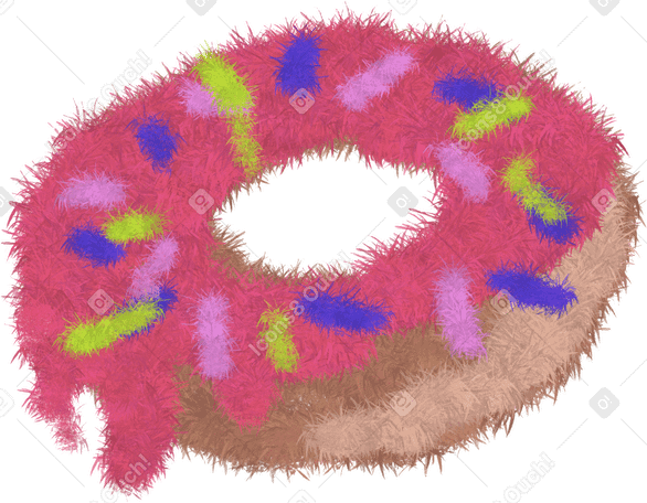 Розовый пушистый пончик в PNG, SVG