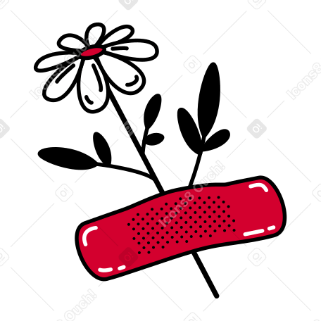 Flower glued to a band-aid PNG, SVG