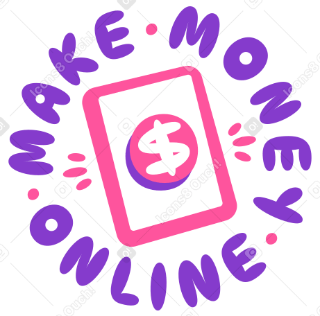 lettering sticker make money online with tablet text PNG, SVG
