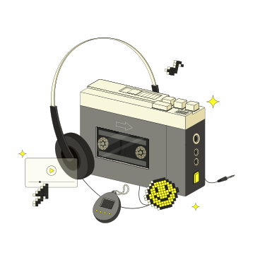 Retro-kassetten-musikplayer aus den 90er jahren PNG, SVG