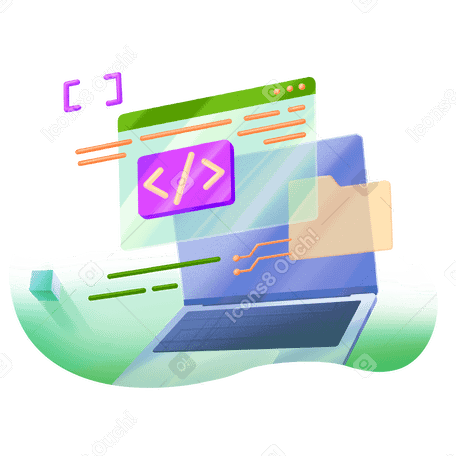 Code editing and software development on laptop PNG, SVG