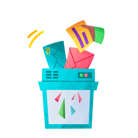 person deletes letters with a shredder Illustration in PNG, SVG