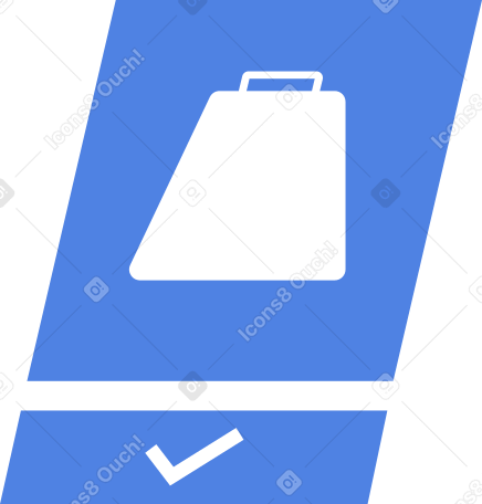 карточка со значком сумки и галочка в PNG, SVG