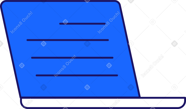 open laptop with text on the screen Illustration in PNG, SVG