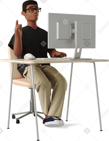 3D man has an idea Illustration in PNG, SVG