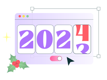 Números contador de 2024 años en la ventana del navegador y baya de acebo PNG, SVG