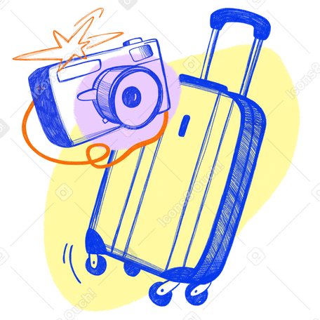 Suitcase and camera to capture the journey Illustration in PNG, SVG