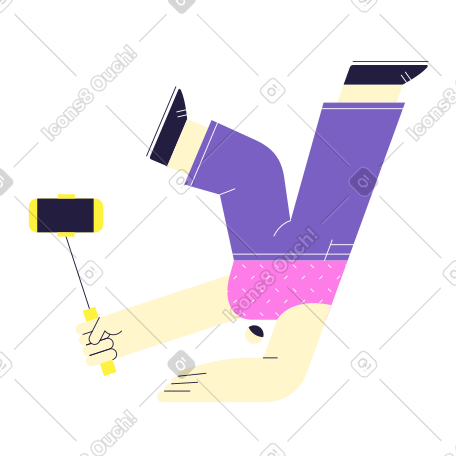 男子自拍时摔倒 PNG, SVG