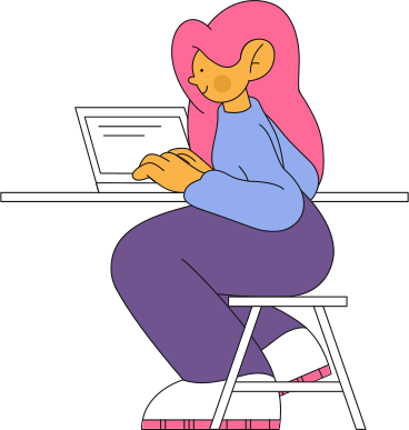 Woman is typing on laptop animated illustration in GIF, Lottie (JSON), AE