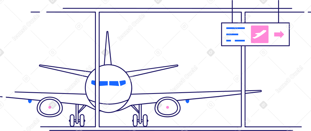 airport with plane Illustration in PNG, SVG