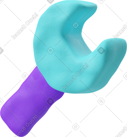 3D 蓝色和紫色扳手的四分之三视图 PNG, SVG