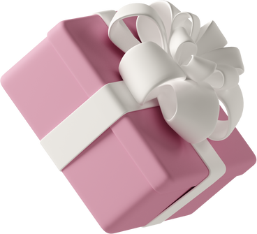 pink gift box with white ribbon PNG, SVG