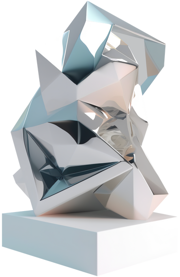 abstract sculpture made of shiny metal PNG, SVG