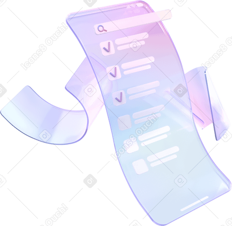 3D flexible smartphone interface with checklist PNG, SVG