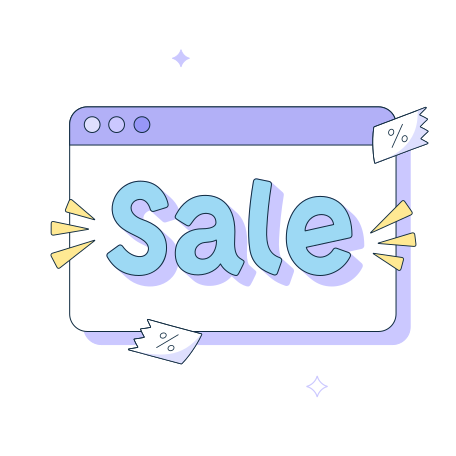 Sale lettering in the browser Illustration in PNG, SVG