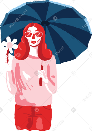 woman under umbrella Illustration in PNG, SVG