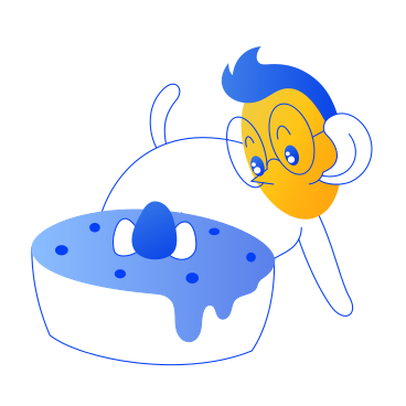 Character licks and wants to eat a cake PNG, SVG