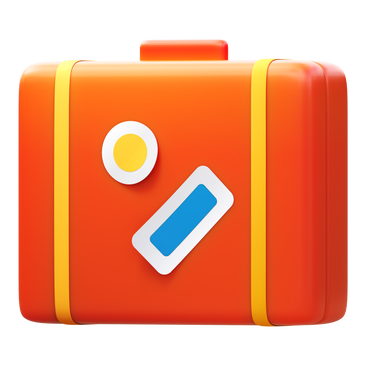 orange suitcase with stickers PNG, SVG