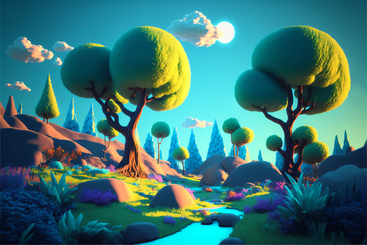 3D fantasy forest background PNG, SVG