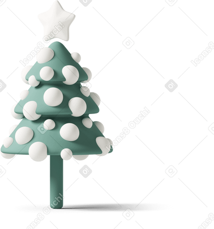 3D 地面上装饰的圣诞树 PNG, SVG