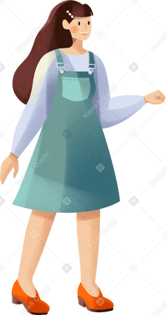 young woman in a green sundress PNG, SVG