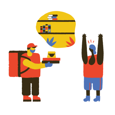 Delivery guy handing over packages to the customer в PNG, SVG