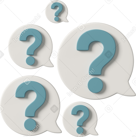 3D speech bubbles with question marks PNG, SVG